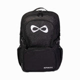 Nfinity black sparkle backpack with white logo